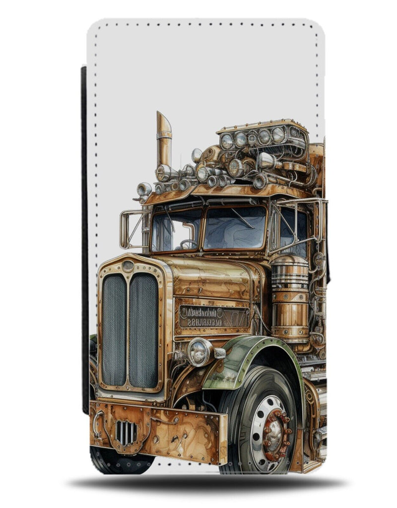 Steam Punk Semi Truck Flip Wallet Case Semitruck Steampunk Car Lorry Theme DG05
