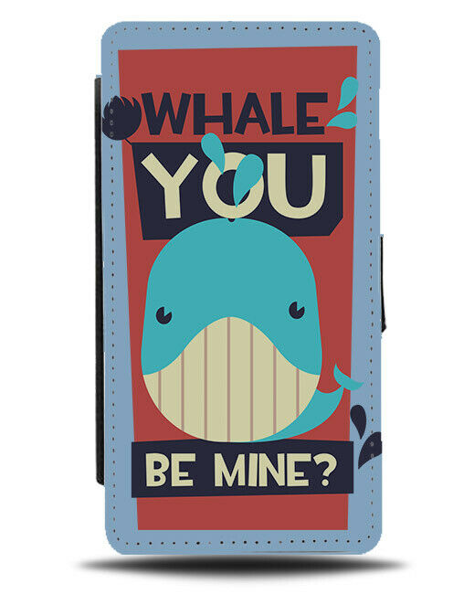 Whale You Be Mine Flip Wallet Phone Case Valentines Day Pun Whales Cartoon E457