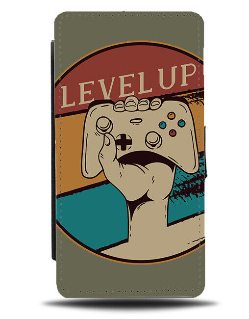 Level UP Emblem Badge Flip Wallet Case Retro Vintage Poster Design J437