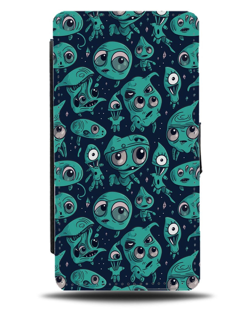 Cartoon Ghouls Flip Wallet Case Ghoul Aliens Green Monster Monsters Space BF61