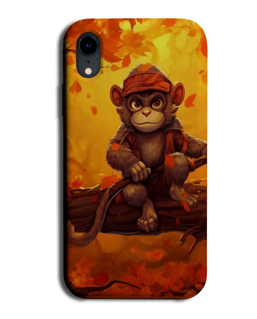 Monkey On A Branch Phone Case Cover Autumn Leaves Tree Orange Fall Season CH67