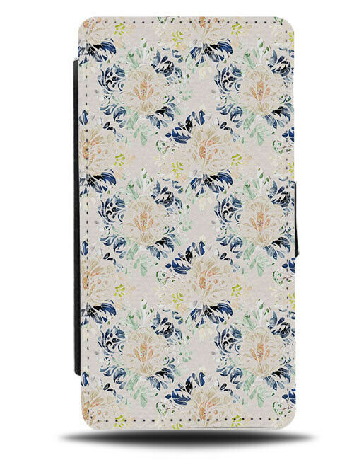 Vintage Flowery Old Lady Pattern Flip Wallet Case Floral Painting Design E881