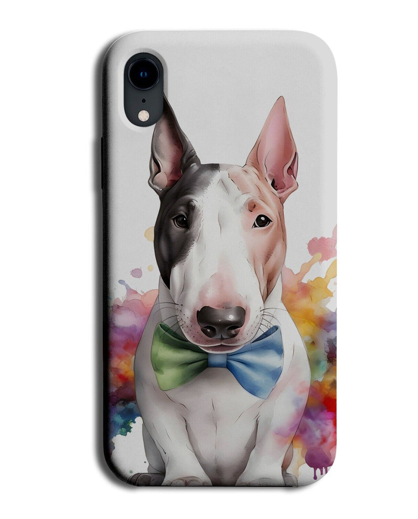 Funny Bull Terrier In Bowtie Phone Case Cover Bow Tie Watercolour Colourful AA26