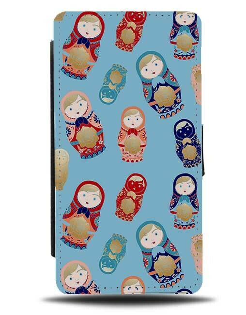 Baby Blue Russian Dolls Flip Wallet Case Russia Traditional Vintage Style F776
