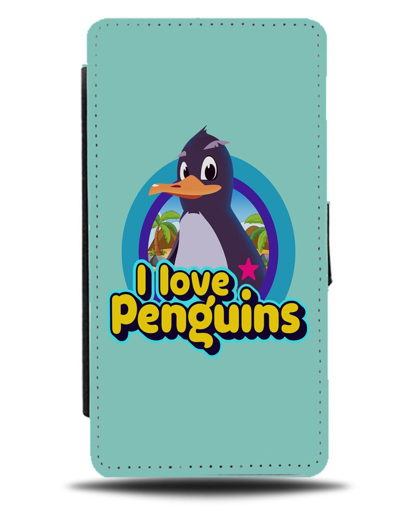 Funny I Love Penguins Flip Wallet Case Penguin Lover Gift Present Animated CI84