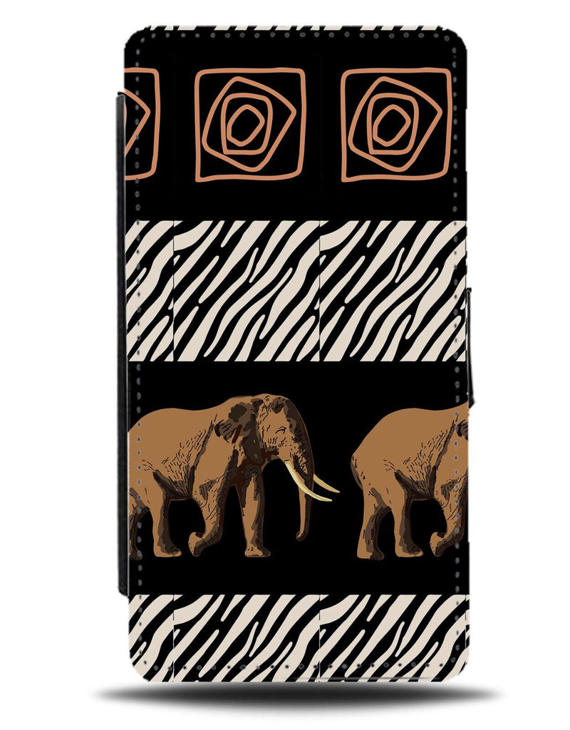 Tribal African Pattern Flip Wallet Case South Africa Safari Elephant Tribe AG37