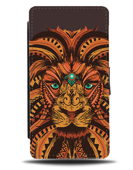 Tribal Steam Punk Lion Head Flip Wallet Case Steampunk Retro Bronze J709