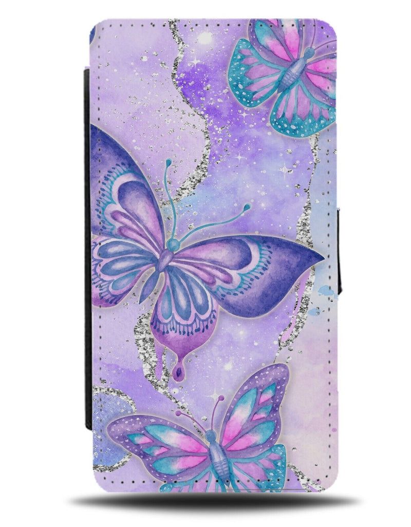Purple Agate Butterfly Flip Wallet Case A Gate Print Design Butterflies AF27