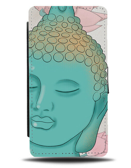 Buddha Face Flip Wallet Case Close Up Cartoon Buddhas Head Statue G782