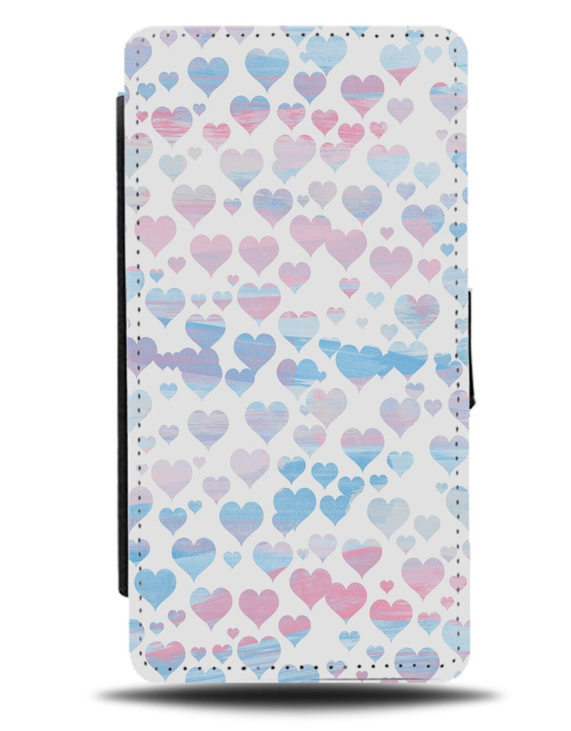 Pastel Blue Pink and Purple Love Heart Pattern Flip Wallet Case Hearts Girl AX30