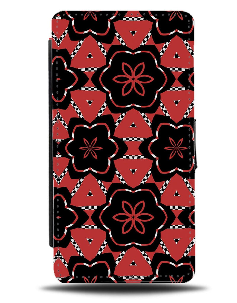 Red and Black Geometric Morphing Pattern Flip Wallet Case Shapes Trippy CL41