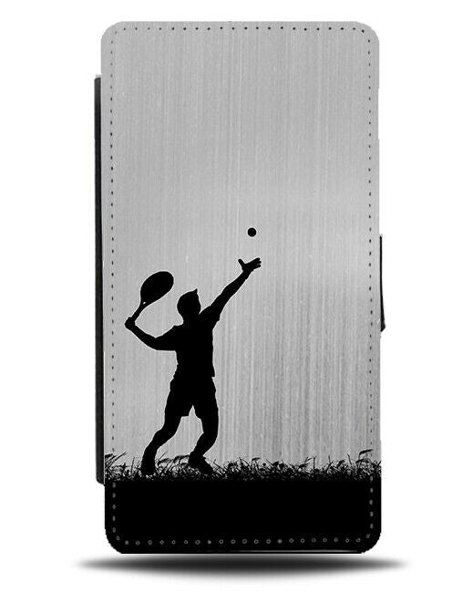 Tennis Flip Cover Wallet Phone Case Player Racket Ball Gift Silver Grey i708