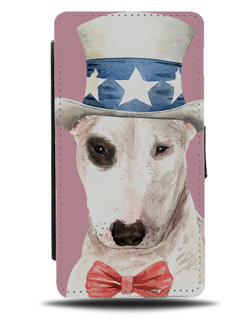 Bull Terrier President Flip Wallet Phone Case Dog Dogs American America Hat K501