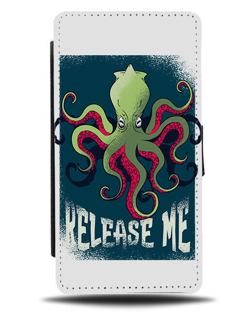 Retro Octopus Poster Design Flip Wallet Case Kraken Green Alien Ocean J856