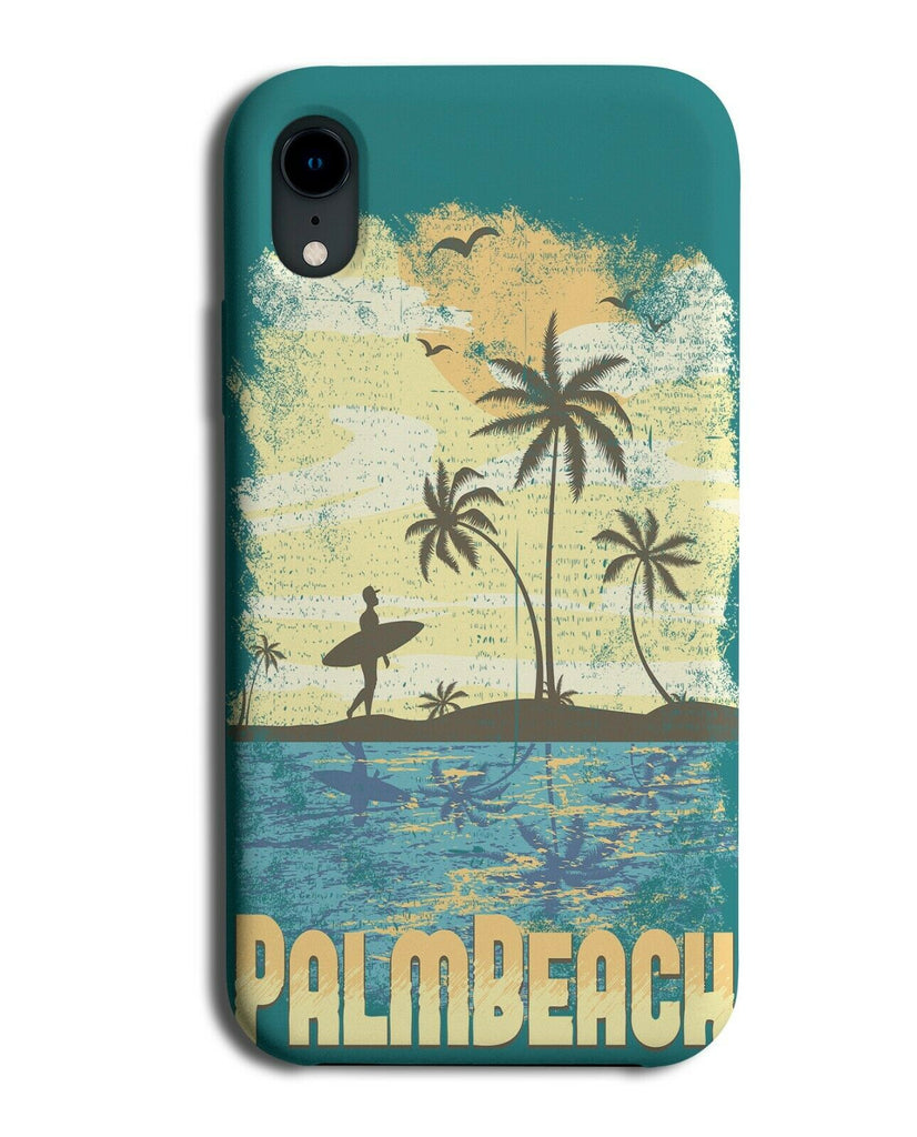 Palm Beach Phone Case Cover Beaches Palm Trees Vintage Poster Surfboard E134