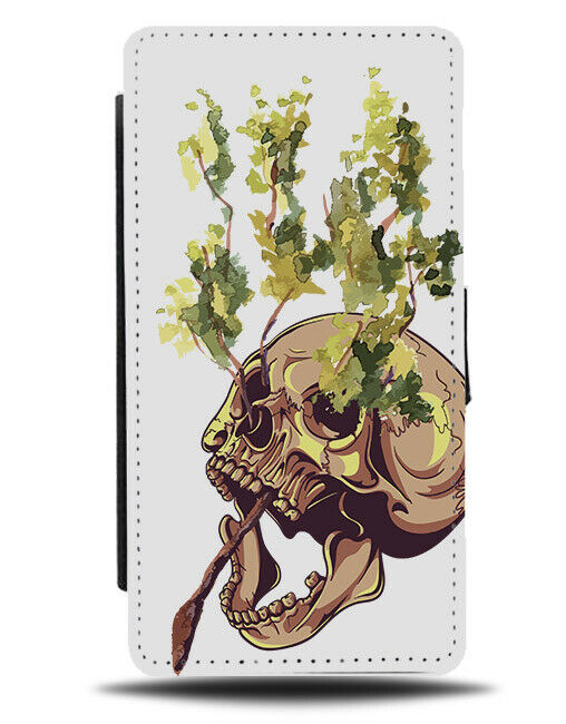 Flower Smokey Skull Head Flip Wallet Phone Case Flowers Smoke Floating E248