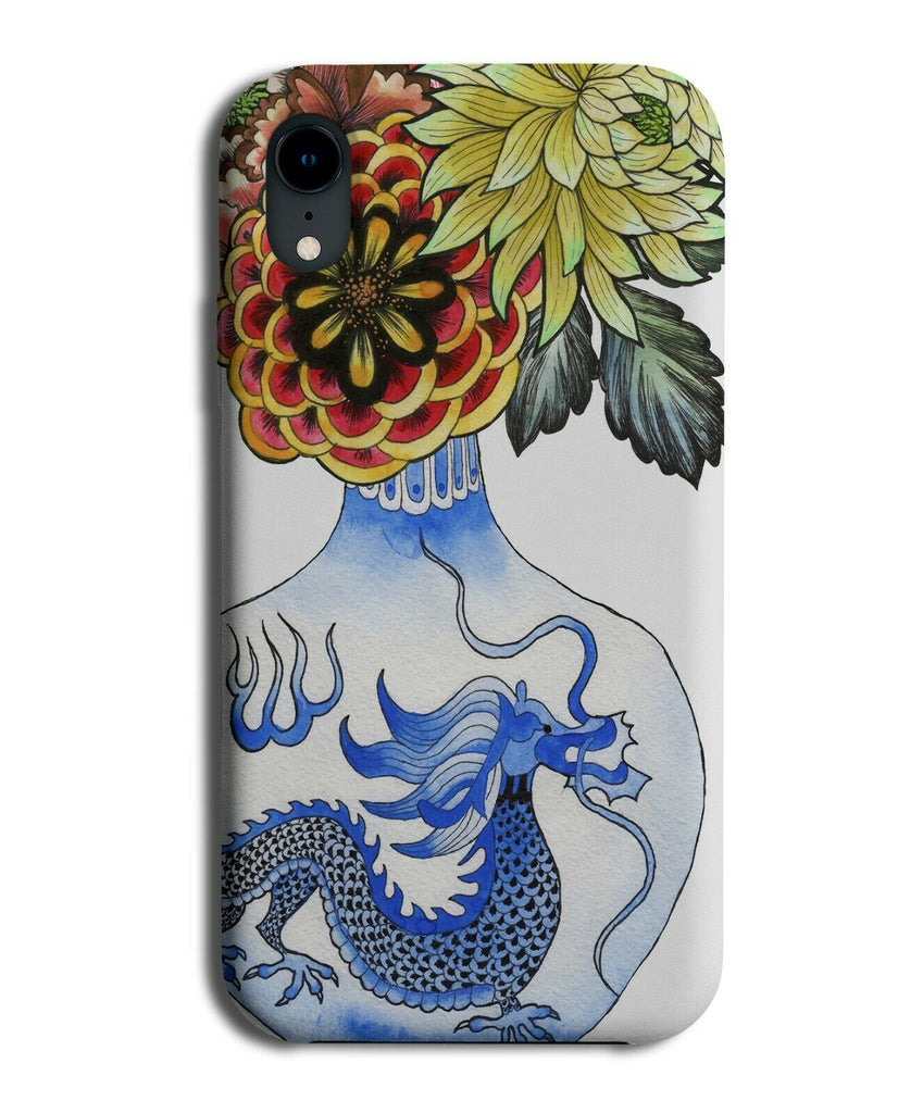 Asian Dragon On Vase Painting Phone Case Cover Dragons Face Shapes Flowers G195
