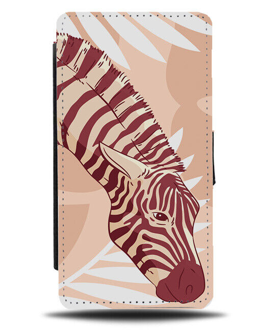 Stylish Zebra Cartoon Flip Wallet Case Safari Zebras Head Neck Eating Grass K475