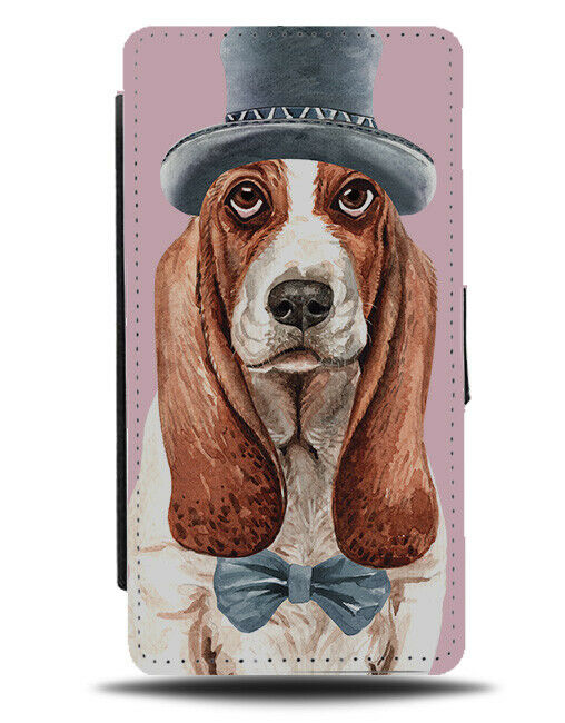 Basset Hound Top Hat And Bow Tie Flip Wallet Phone Case Bowtie Picture K482