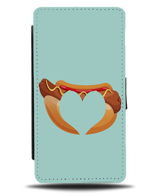 Hotdog Flip Cover Wallet Phone Case Hotdogs Heart Shape Mustard Ketchup si73