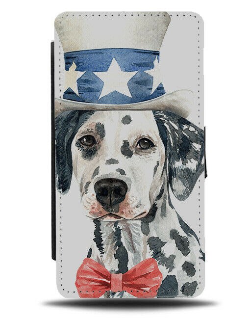 Dalmatian President Flip Wallet Phone Case Dog Dalmatians America Hat K531