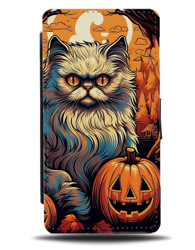 Halloween Exotic Shorthair Cat Flip Wallet Case Cats Kitten Pumpkin Funny DH25