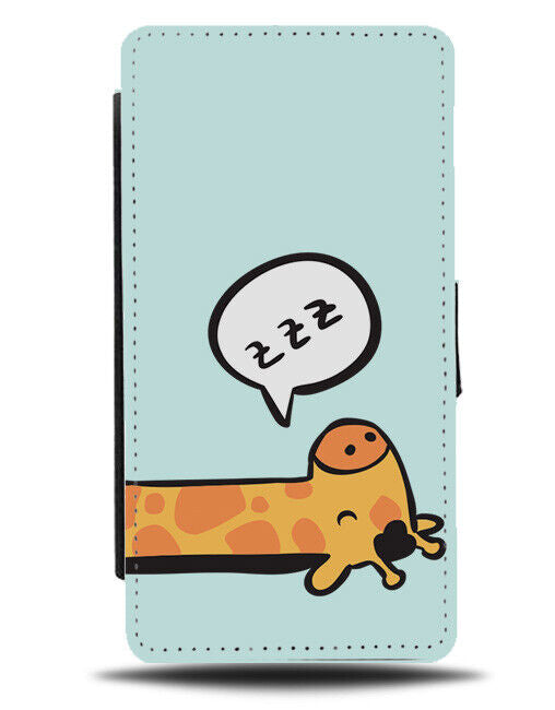 Sleeping Giraffe Flip Wallet Case Snoozing Zs Giraffes Head Cartoon Asleep J449