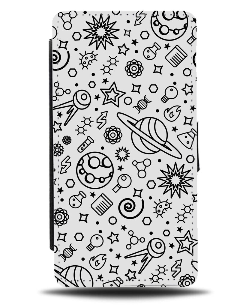 Childrens Space Doodle Flip Wallet Case Doodles Stars Planets Planet Sky BB06