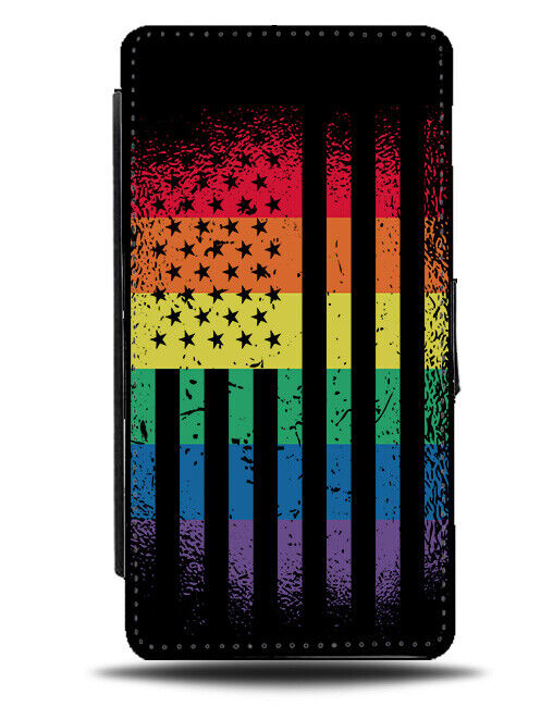 American Pride Flag Flip Wallet Case USA America Rainbow Colourful LGBT Gay K130