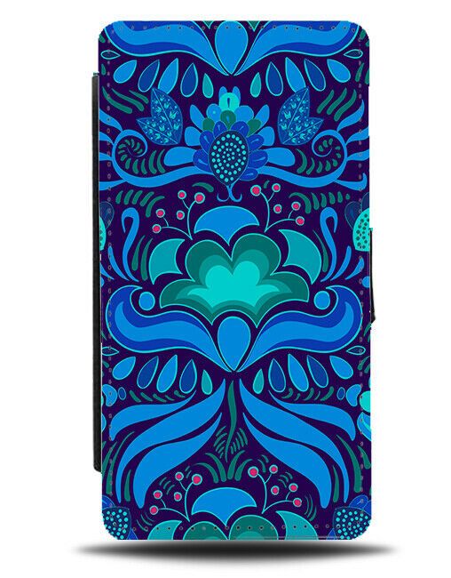 Neon Green and Blue Flower Outline Shapes Flip Wallet Case Shaped Boys G648