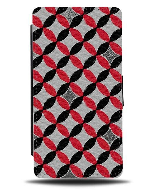 Grey Red and Black Geometric Circles Flip Wallet Case Circle Shapes Pattern F176