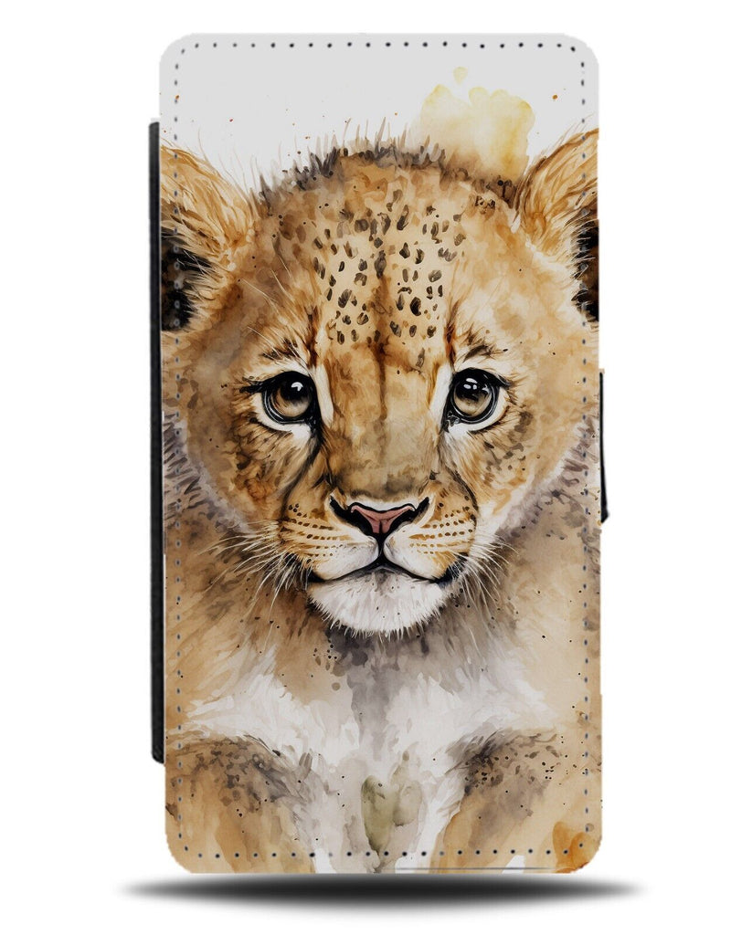 Lion Cub Painting Flip Wallet Case Cubs Lions Baby Tiny Little Kid Lioness AW17