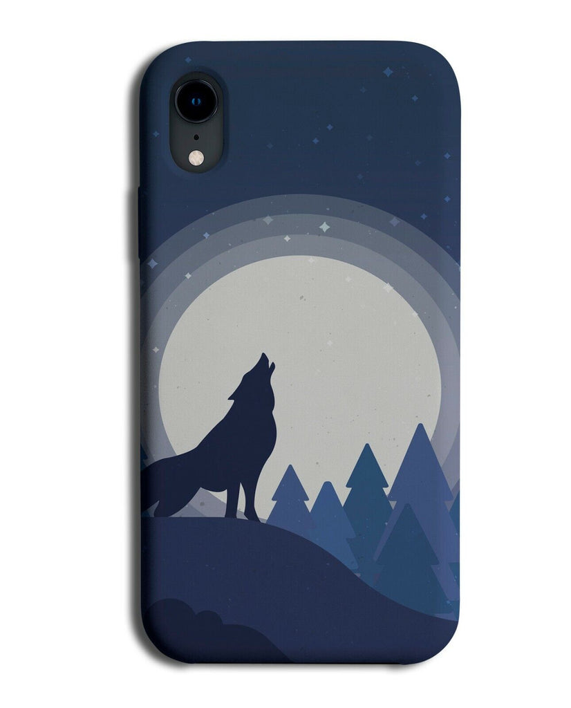 Abstract Geometric Howling Wolf Phone Case Cover Full Moon Shape Silhouette K465