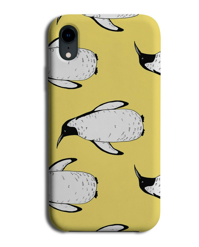 Yellow Penguins Pattern Phone Case Cover Retro Penguin Waddling Photo Kids G820