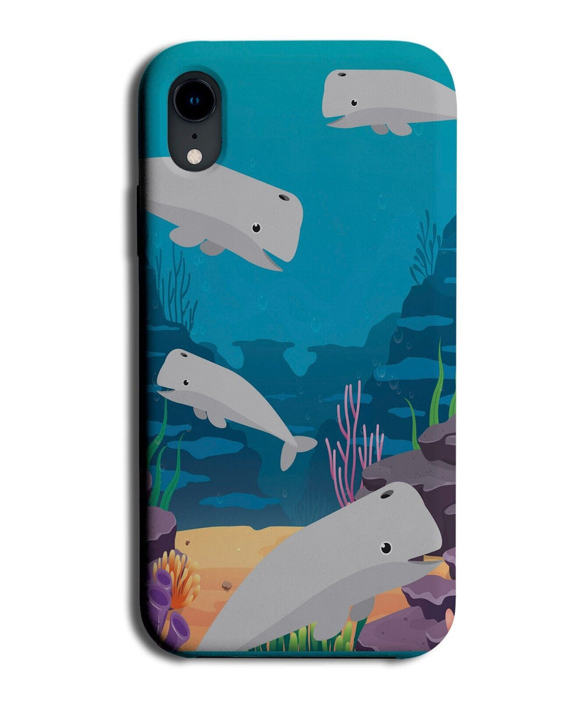 Cartoon Sperm Whales Phone Case Cover Whale Fish Ocean Sea Underwater Coral BU79