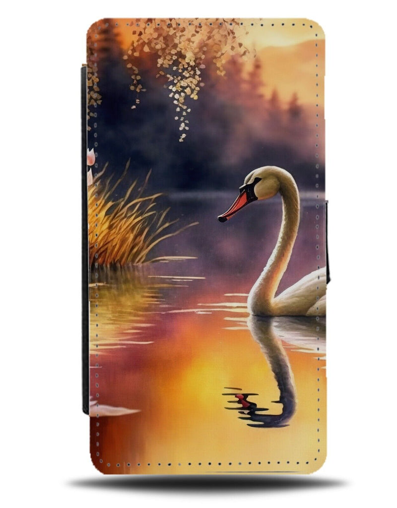 Watercolour Swan Picture Flip Wallet Case Swans Art Artwork Beautiful Lake BC63