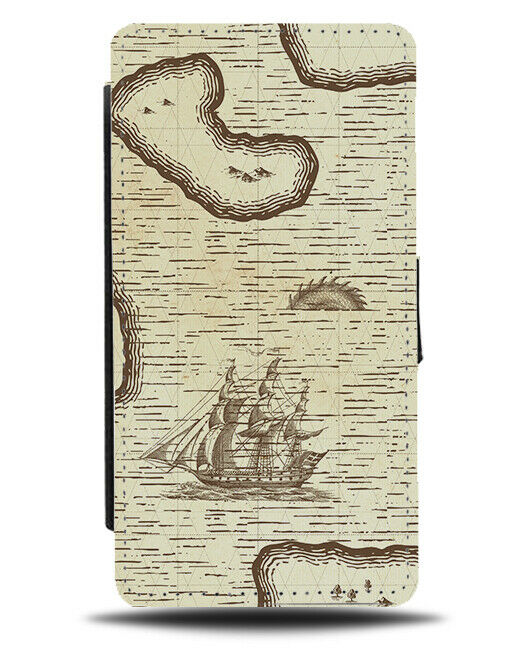 Vintage Pirate Treasure Map Flip Wallet Case Old Style Styled Pirates Print G088