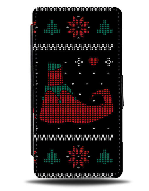 Traditional Ugly Sweater Design Flip Wallet Case Knitted Print Christmas Elf 797