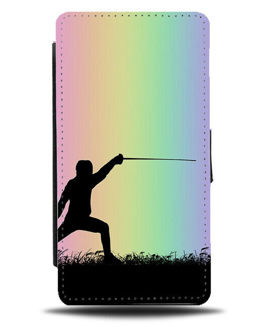 Fencing Flip Cover Wallet Phone Case Fencer Sport Gift Colourful Rainbow i651