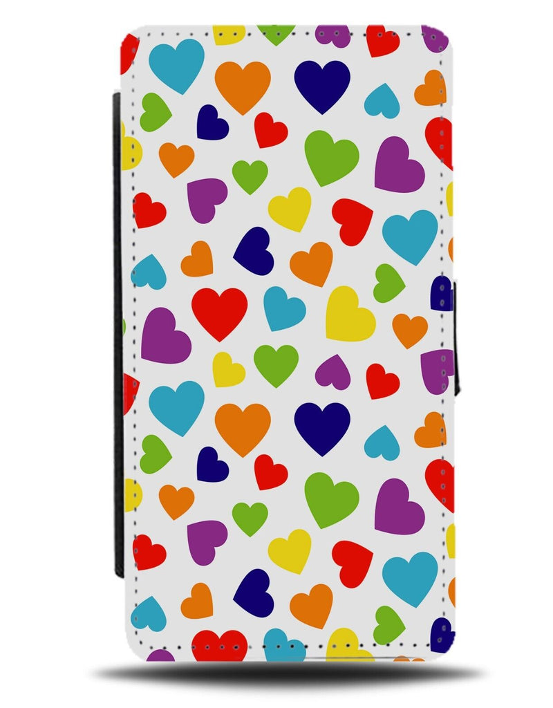 Colourful Love Hearts Flip Wallet Case Loves Hearts Different Coloured Kids AZ25