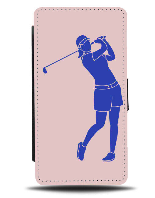 Female Golfer Flip Wallet Case Golf Golfing Womens Woman Girl Girls Pink J474