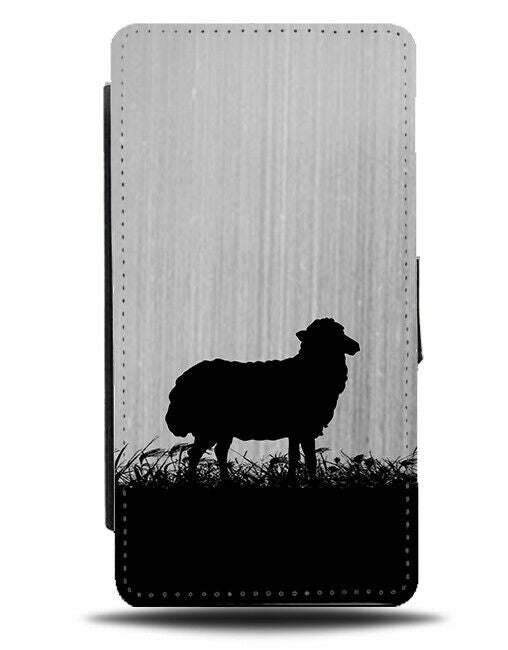 Sheep Silhouette Flip Cover Wallet Phone Case Lamb Lambs Silver Grey i162
