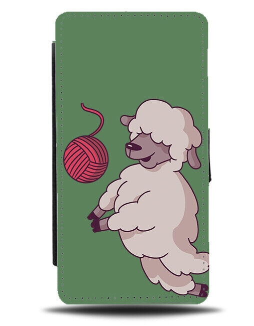 Funny Sheep Playing With Wool Flip Wallet Case Knitting Knit Wooly Sewing K271