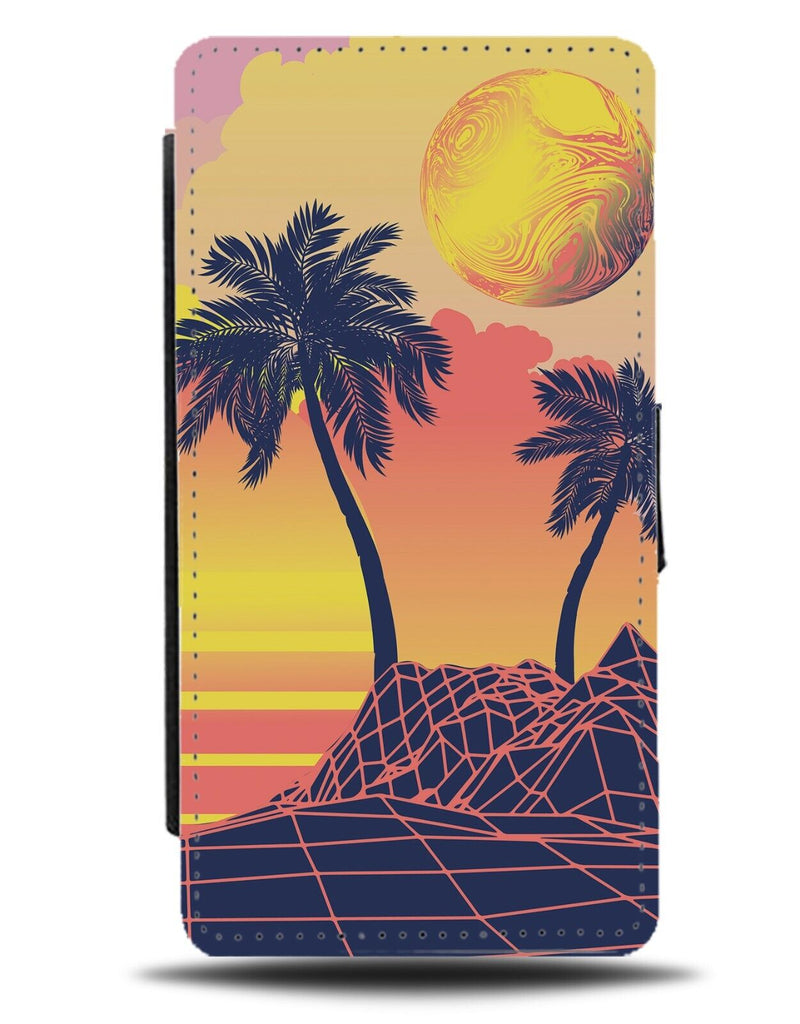Retro Sunrise Vapourwave Flip Wallet Case Scene Palm Tree Vaporwave Style CR35