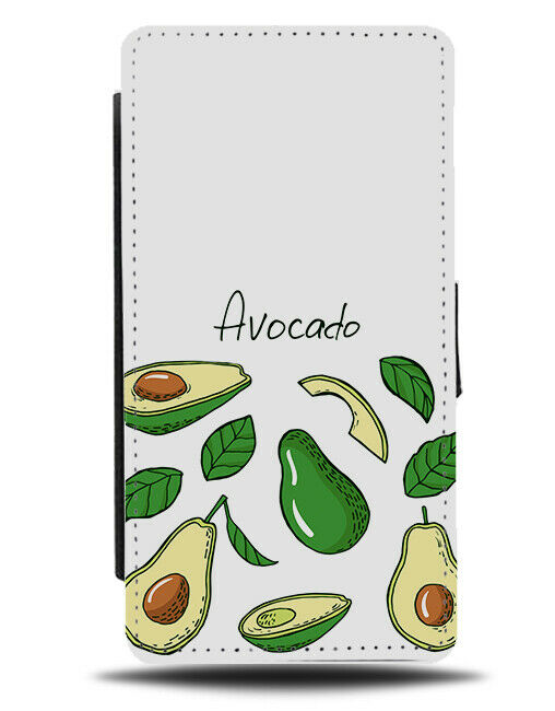 Avocado and Leaves Flip Wallet Case Leafy Avocados Fruit Photo Drawing E826