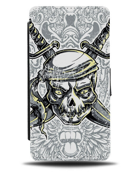 Pirate Skull Stencil Flip Wallet Phone Case Pirates Mandala Symbol Sign E222