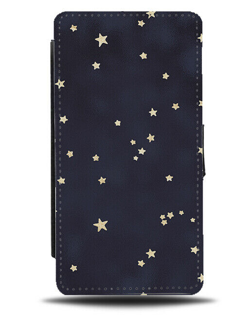 Black and Gold Starry Sky Flip Wallet Case Stars Shapes Golden Space Girls F986