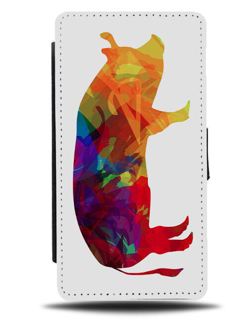 Colourful Abstract Pig Silhouette Flip Wallet Case Shape Colours Outline J994