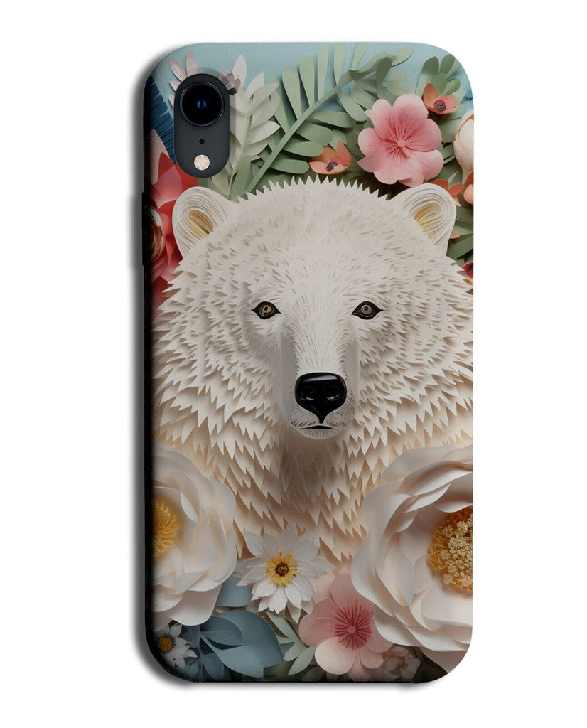 Floral Polar Bear Phone Case Cover Flowers Style Retro Novelty Print White CD97