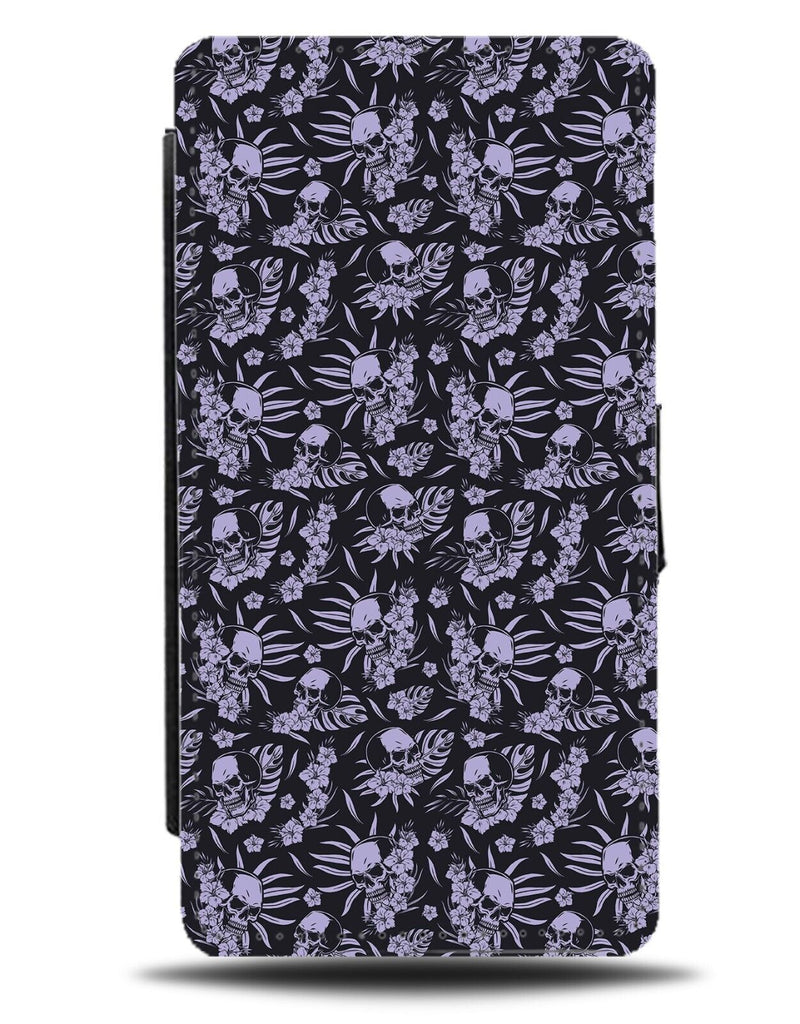 Lilac Skulls and Flowers Flip Wallet Case Flower Skull Head Heads Floral CP27